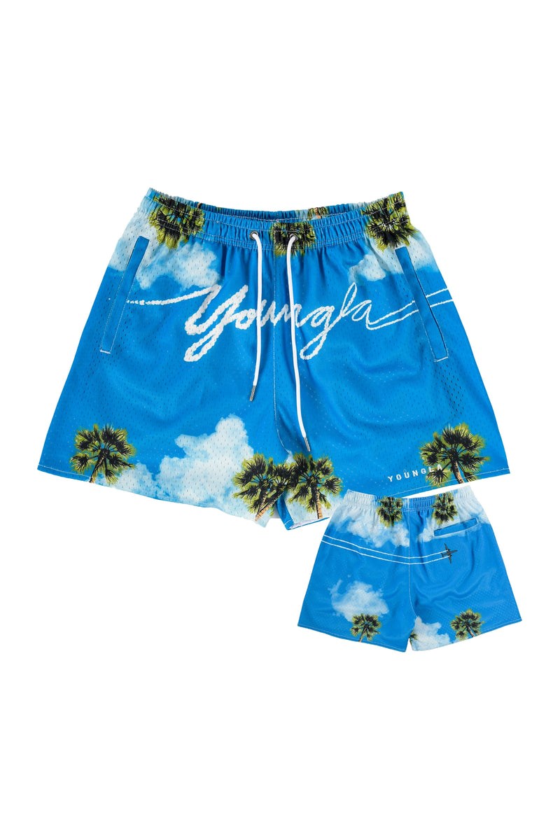 YoungLA Şort Satın Al 141 The Block Party Shorts Erkek Signature Clouds